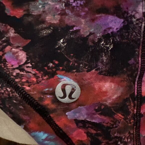 Lululemon Pink Fluoro Floral Multi Print Cutout Sculpt Tank Sleeveless Top Sz 8 - Picture 3 of 5